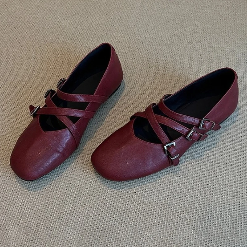 

Women Cross Strap Flat Mary Jane Shoes Women Shallow Mouth Casual Loafers Shoes Comfortable Fashionable Women Shoes Solid Color