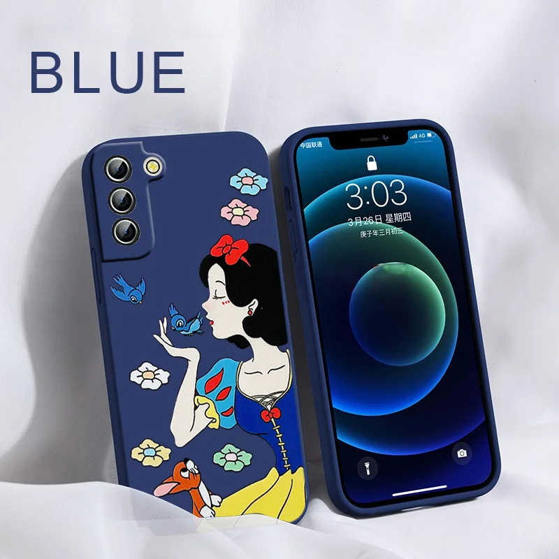 The Little Mermaid Snow White Phone Case For Samsung Galaxy S23 S22 S21 S20 FE Ultra Plus S10 Lite 5G Liquid Rope Funda Cover