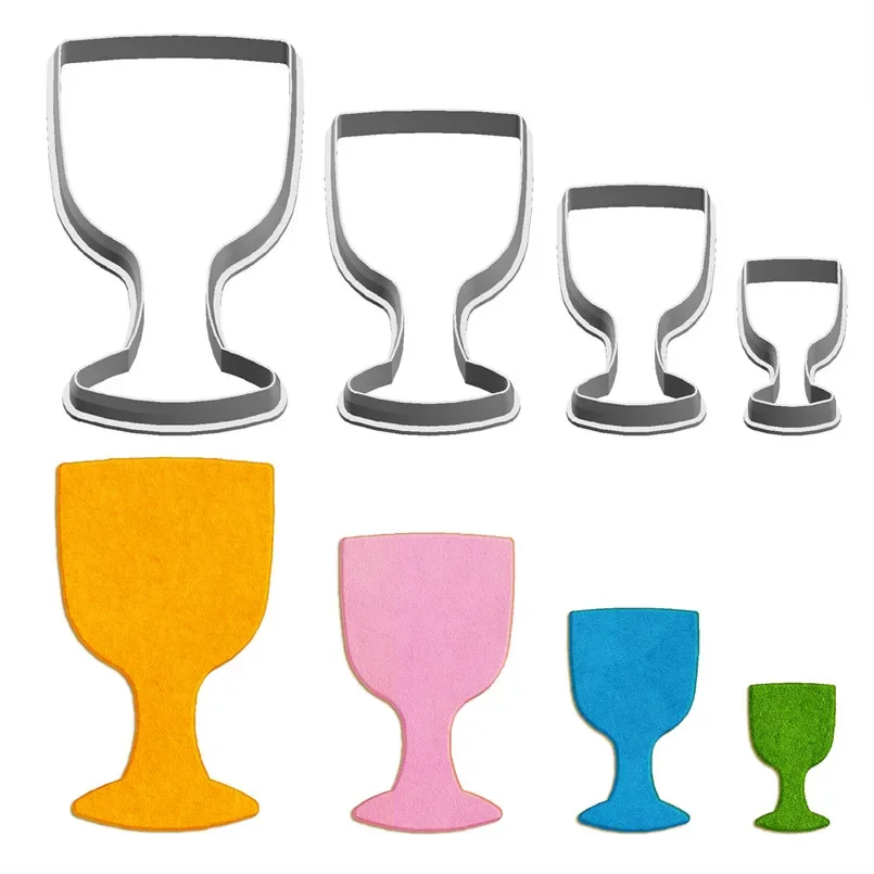 Four Specifications Cartoon Glass Cup Graphics,Wine Cup,Plastic Mold,Cake Fondant Tools,Cookie Sushi and Fruits Cutters