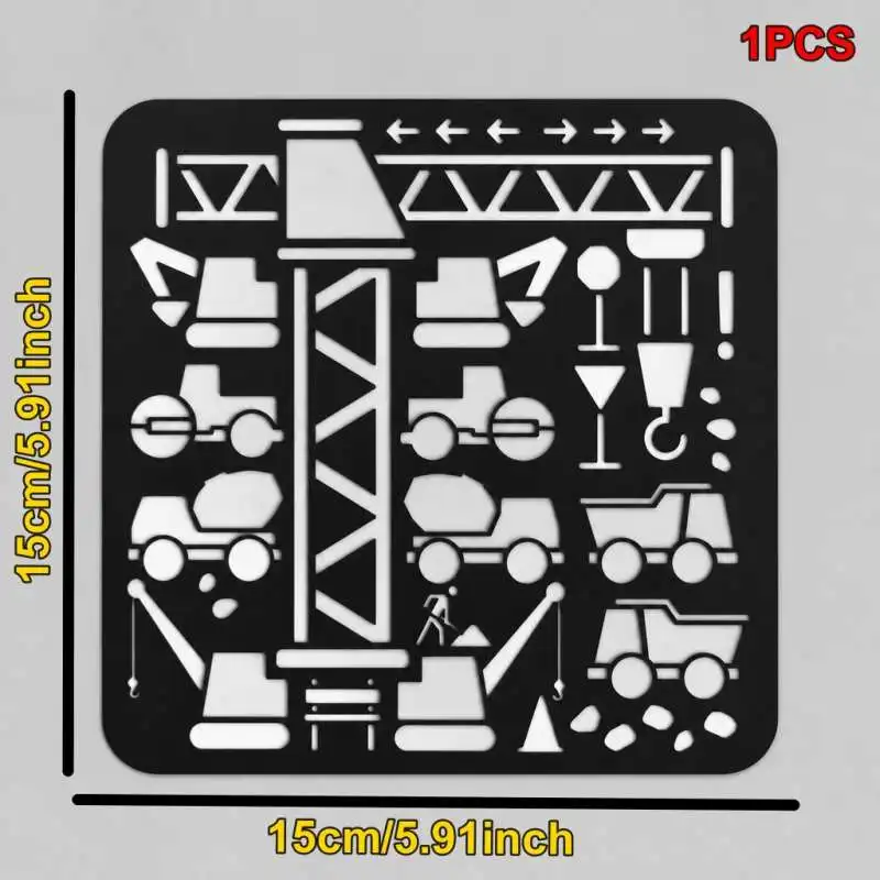 Building Construction Draft Stencil Site Blueprint Drawing Template Hand Sketch Art Layout Tool
