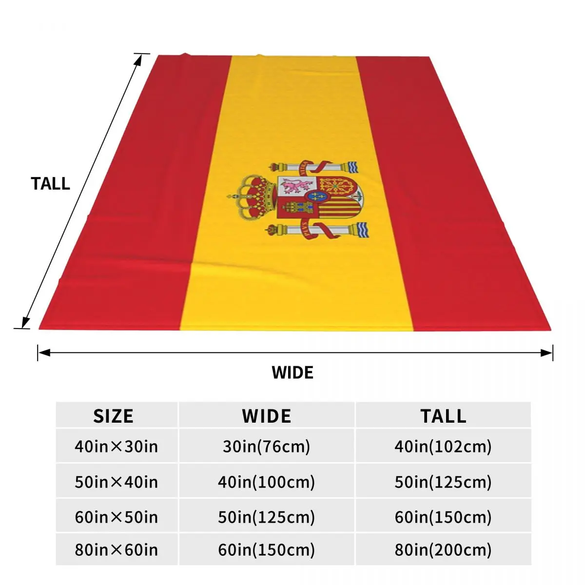 Spain Flag Blanket Soft Warm Flannel Throw Blanket Bedspread for Bed Living room Picnic Travel Home Sofa