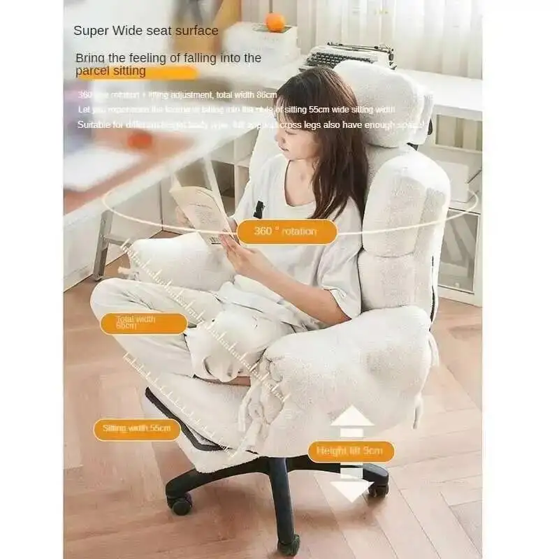

for Adjustable Backrest Bedroom Velvet Office Chair Nordic Lazy Lift and Swivel Chairs Comfortable Office Chairs for Gaming Room