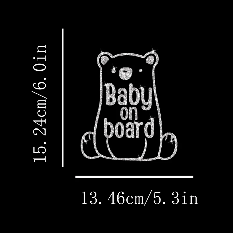 Baby Bear On Board Flash Silver Car Stickers Car Decals