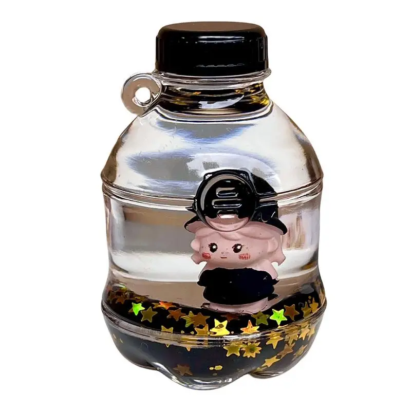 Keychains For Backpack Water Bottle Pendant Cute Cartoon Liquid Floating Keychains Purse Keyrings Drift Bottle Keychain Pendant