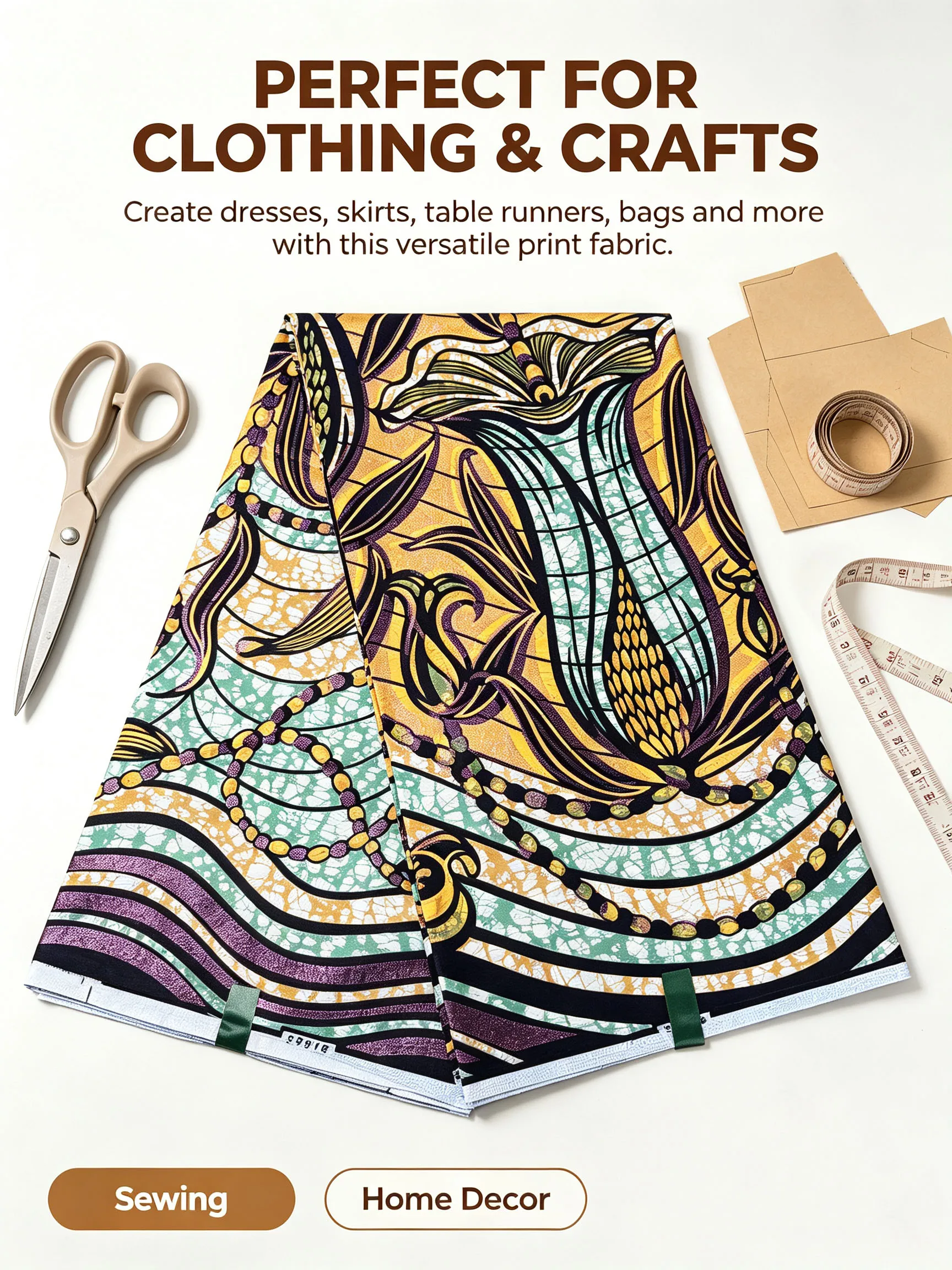African Golden Wax Ankara Fabric Glitter Corn Pattern Batik Cloth 6 Yards Cotton Material For Nigerian Women Dress Sewing Pagne view 3