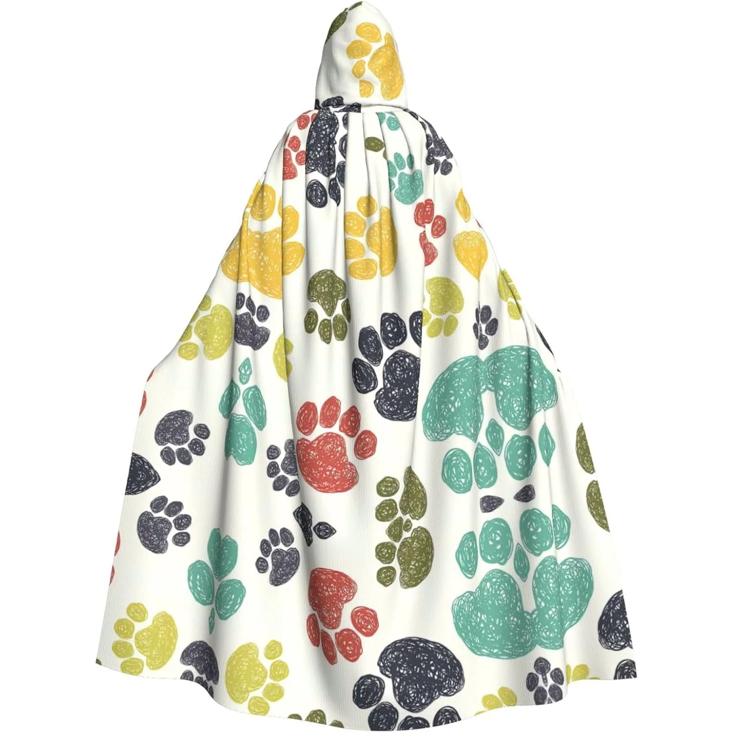 

Cute Colorful Dog Paw print Adult Hooded Cape Carnival Festival Cape Cosplay Robe Costume party Gothic Carnival