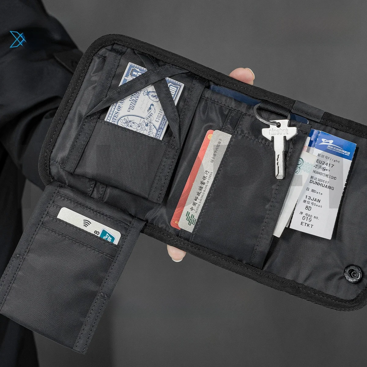 旅行用パスポート財布-盗難防止-rfid-スキャン-長財布-キャンバス素材-韓国風-ユース-メンズ財布-海外旅行用