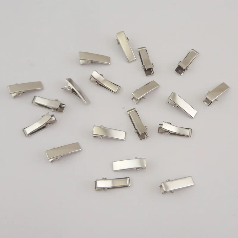 100PCS 20mm Silver Black Rectangle Plain Mini Metal Alligator Clips with Teeth DIY Hair Jewelry Small Hair Barrettes Hairpin