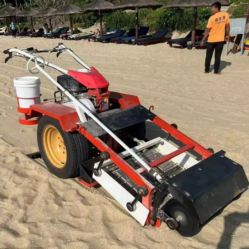 2026 Efficient Digging Depth Beach Hot Sale Hand Push Type Walk Sand Cleaner Machine Beach Cleaner for Garbage Shell Removal