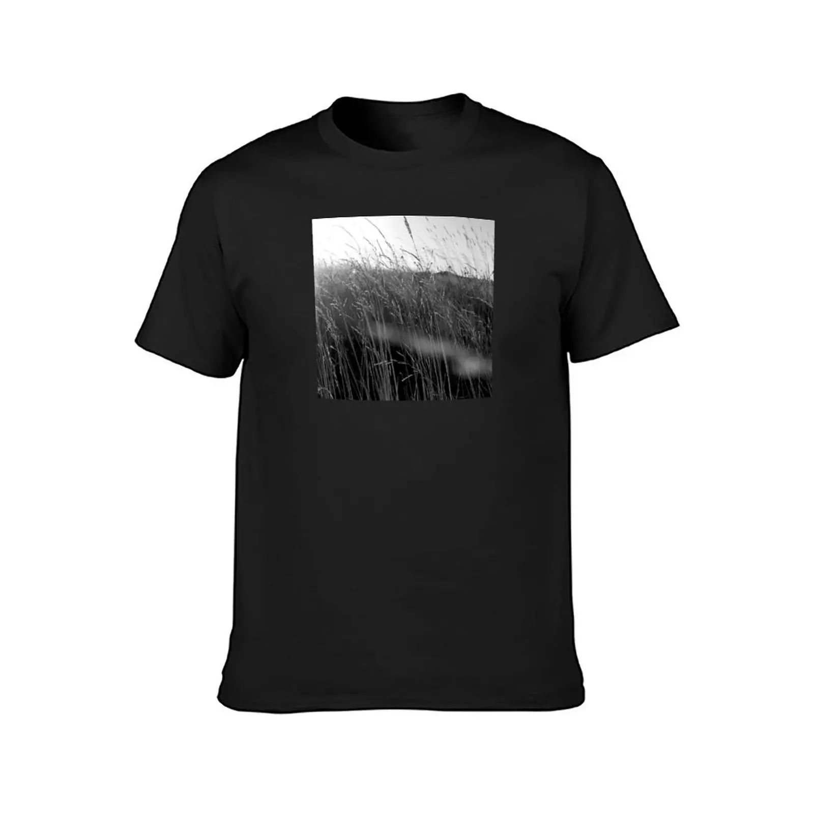 Black and White Wheat Field and Blue Sky T-Shirt aesthetic clothes summer tops oversized oversized t shirt men