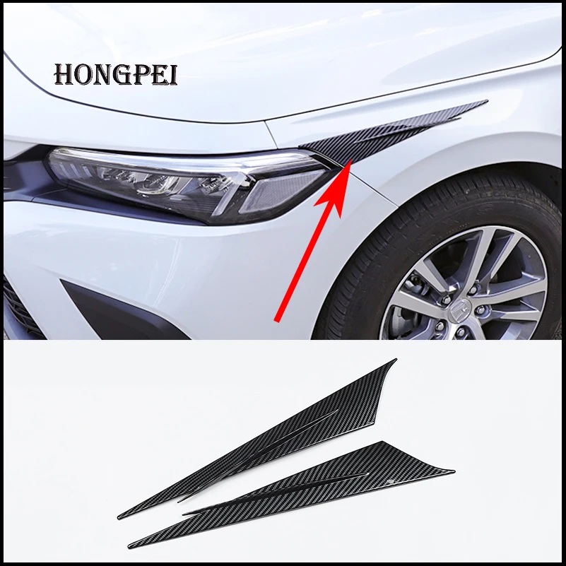 Car Styling For Honda Civic 11th 2022 2023 Carbon Pattern Headlight Front Light Lamp Eyebrow Cover Trim Eyelid Auto Accessories