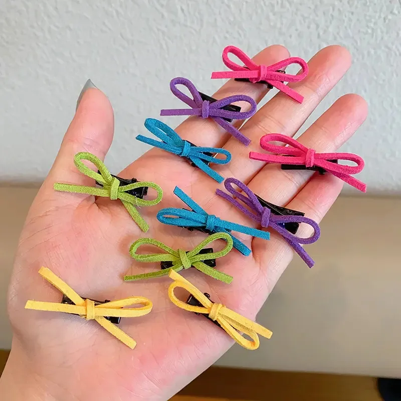 10PCS/Bag Mini Sweet Bow Hair Clips Princess Girl Braided Headwear Colorful Bowknot  Summer Barrettes Kids Hair Accessories