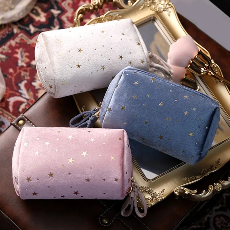 Girl Velvet Makeup Bag Organizer Soft Girl Lipstick Storage Bag Women Toiletry Beauty Make Up Case Pouch Portable Cosmetic Bag