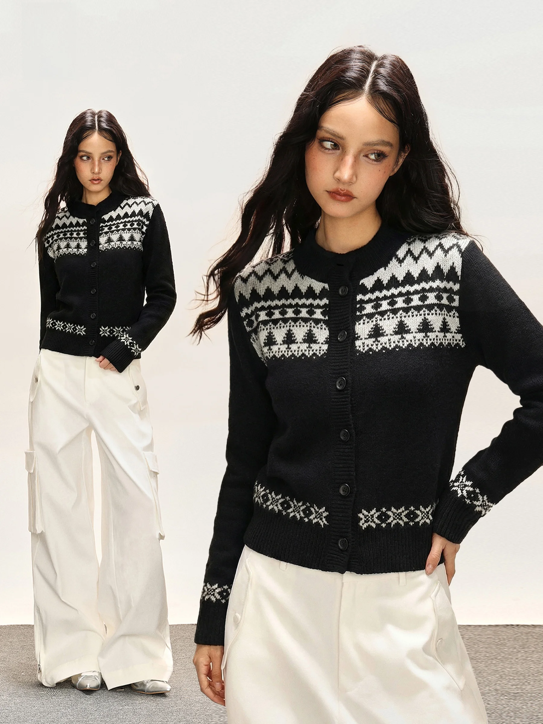 

07u Color Blo вязаный кардиган женский повседневный ор Svel круглый топ облегающего кроя теплый свитер для отдыха