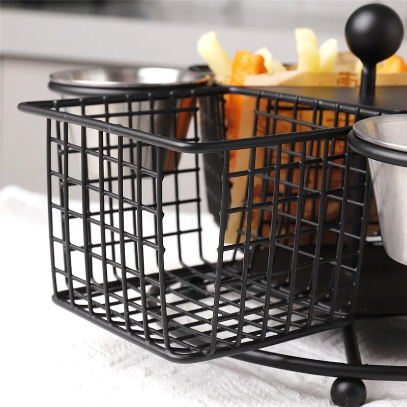 

ABZV-Rotary Multiuse French Fries Basket For Party Food Display Fried Chicken Basket For Camping Picnic Home Living Room