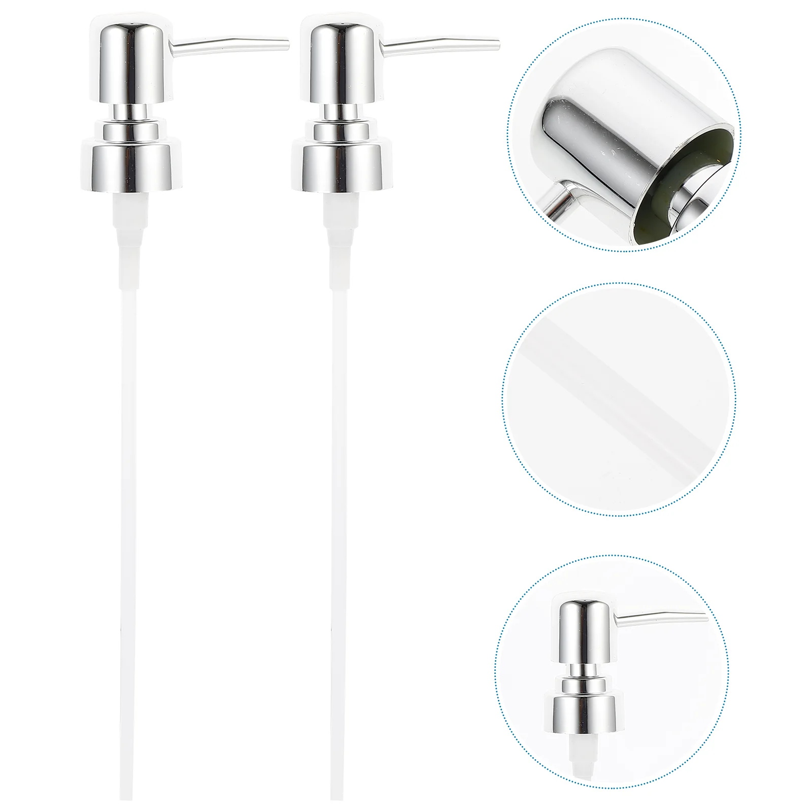 2 Pcs Soap Dispenser Pump Lotion Bottle Replacement Stainless Steel Press Type for