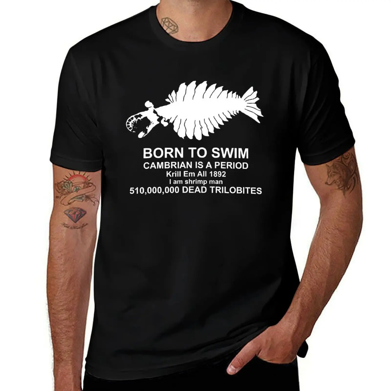 Anomalocaris nacido para nadar V2 camiseta blanca ropa camisas gráfico lindo tops anime camiseta para hombre gráfico