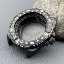 Black NH35 Case 44mm Samurai SRPE Watch Case Fits NH35 NH36 4R 7S Automatic Movement Sapphire Glass Seal Bottom Cover Watch Case