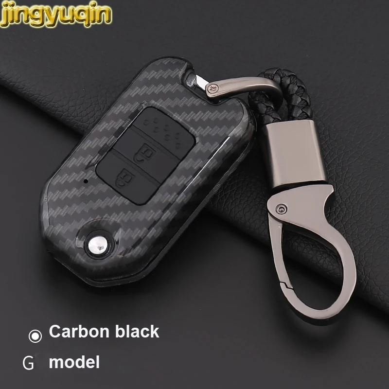 Jingyuqin 5pcs Remote Car Key Carbon Fiber Silicone Case For Honda Civic City Fit XRV Vezel 2/3 Button Fob ABS Cover