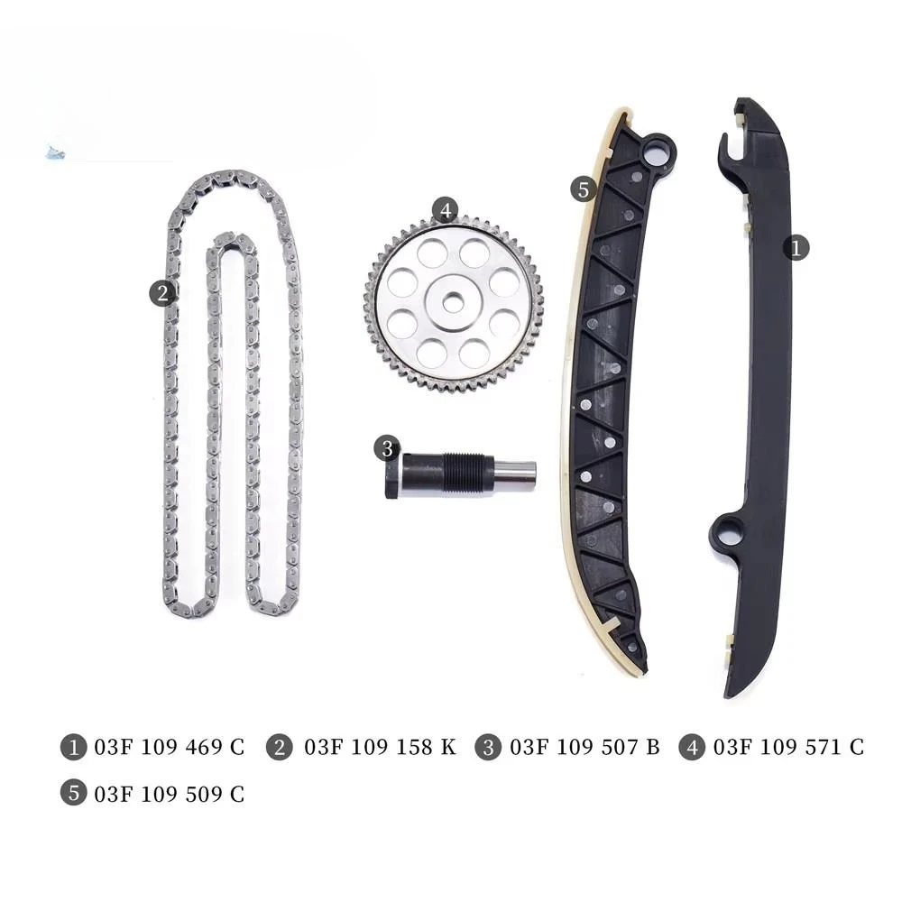 Timing Chain Guide Tensioner Kit OE 03F198229A For Audi A1 A3 VW Beetle 1.2 TSI CBZ 5pcs Set