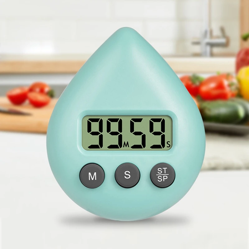 Digital Kitchen Timer Water Drop Electronic Alarm Clock 8 Color Waterproof Energy Saver Digital Timer For Shower Study Cook
