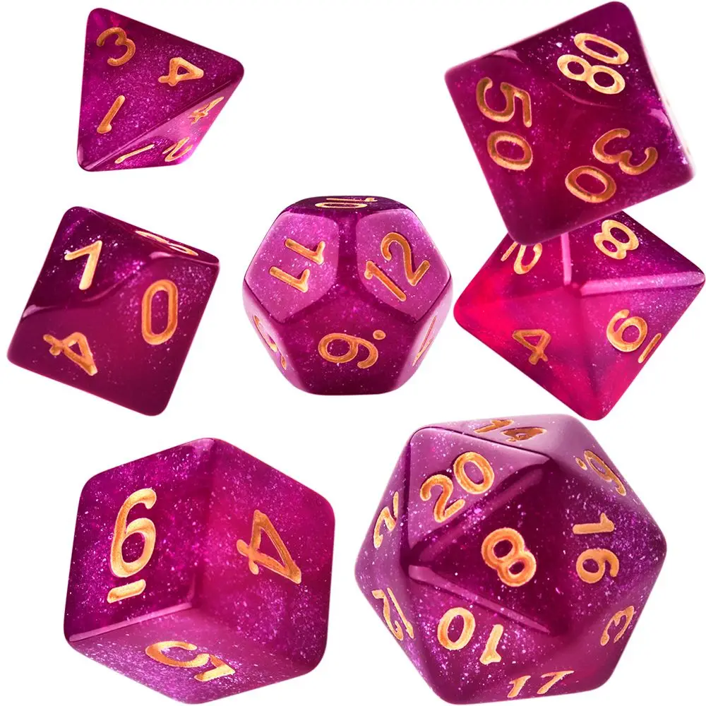 7 unids/set Sparkles juegos de mesa brillo juegos de escritorio juguetes juego de dados poliédricos juego de dados estrella brillo juego de dados galaxia dados