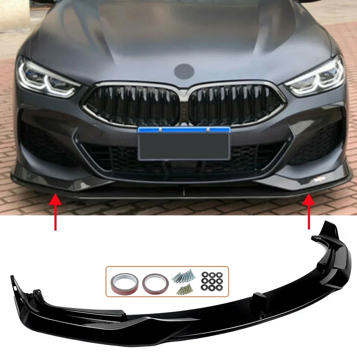 Carbon Fiber Look Front Lip For BMW 8 series G14 G15 2 DOOR G16 4 DOOR M Sport 2019-2023