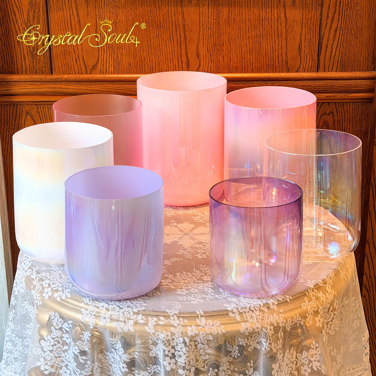 Crystal Soul 2026 High Quality Customized Thickened New 6-8 Inch Crystal Singing Bowl Set 4th Octave