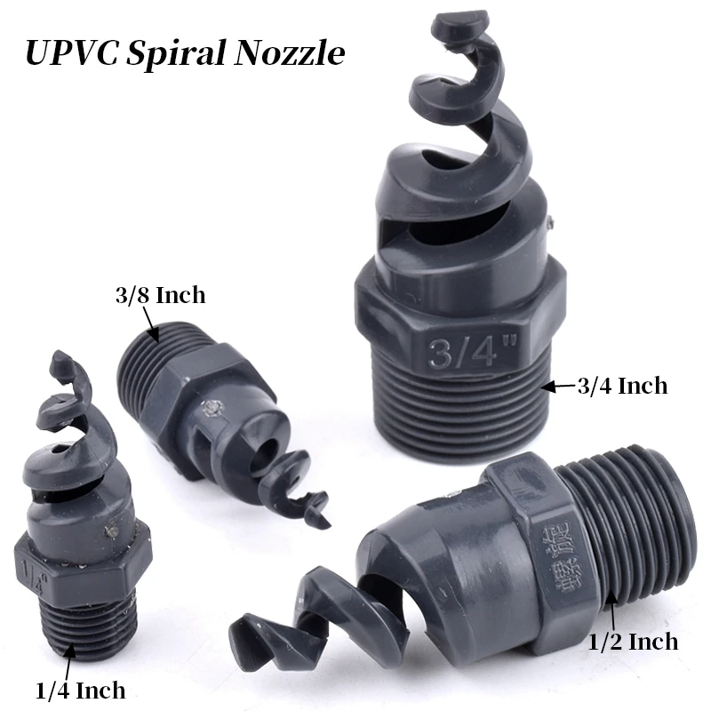 5Pcs 1/4~1 Inch UPVC Spiral Nozzle Spray Sprinkler Head Garden Irrigation Nozzle Joint Aquarium Fish Tank Water Outlet Connector