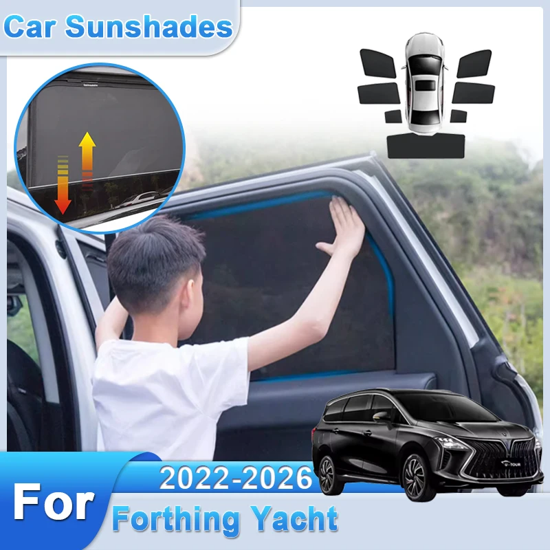 

For Forthing Yacht DFSK Forthing 4 U-Tour 2022-2026 Magnetic Mesh Shade Sunscreen Anti-UV Sun Protection Visor Auto Accessories
