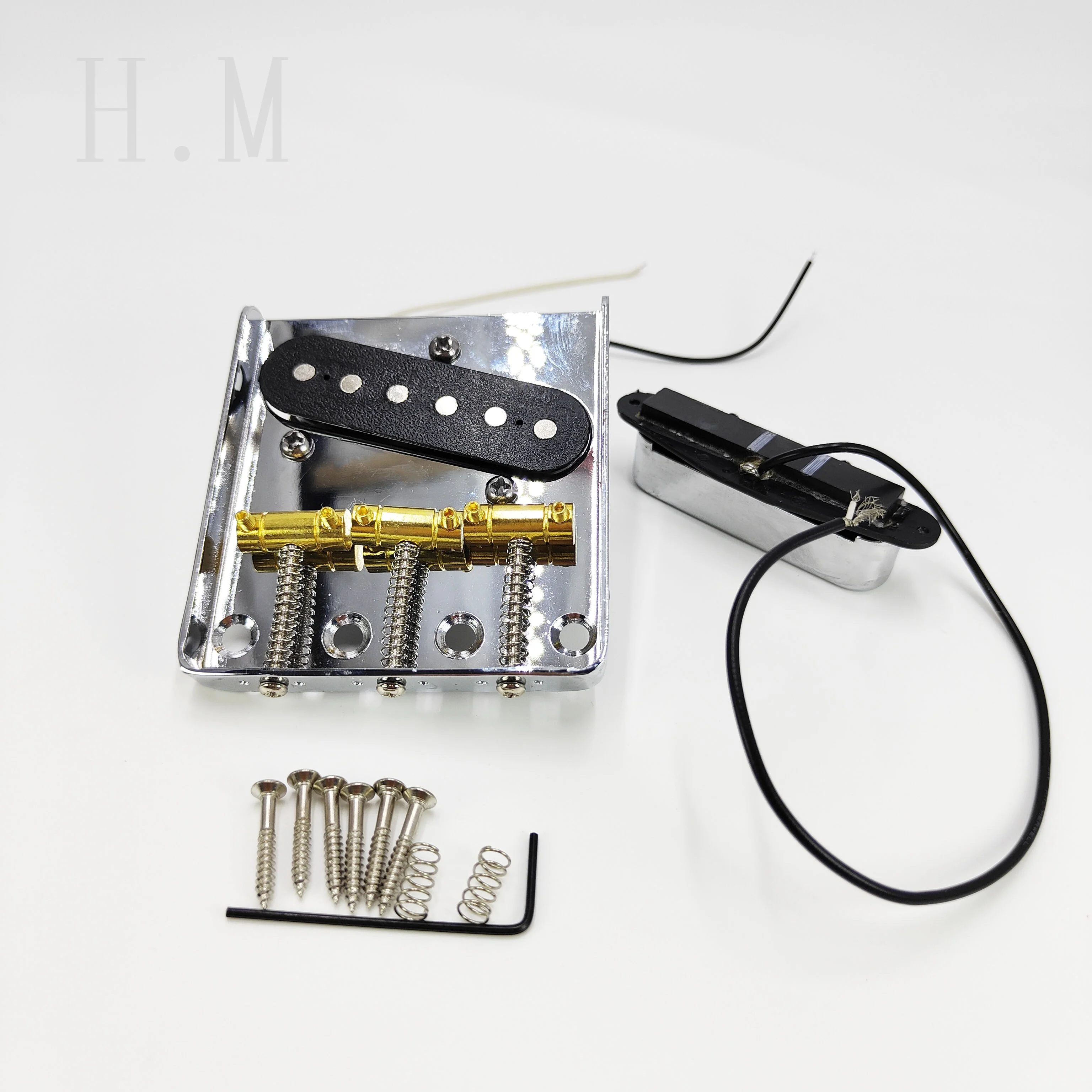Brass compensation three saddle ashtray bridge guitar bridge complete pickup for Telecaster Tele-TL electric guitar Accessories