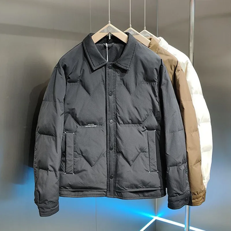 Men's Duck Down Jacket Fall Winter Leightweight Keep Warm Sportwear Male Loose Fit Turn-Down Collar Down Jacket Coat