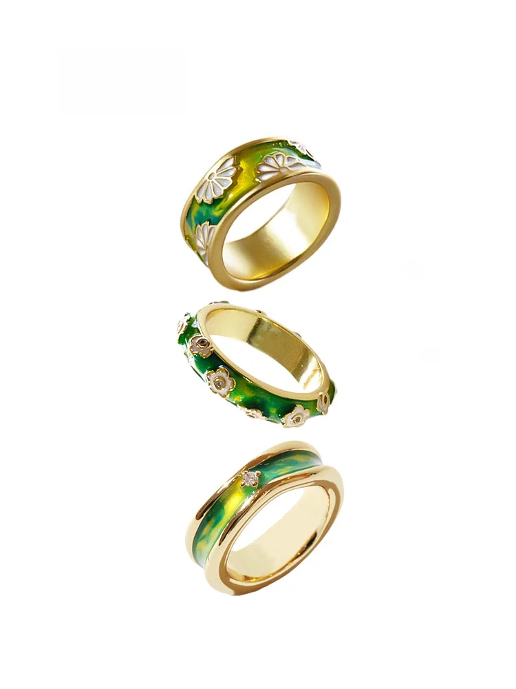 

Sumni Floral Daisy Enamel Ring Versatile Elegant Affordable Alloy Jewelry Cute Style Spring Summer New Arrival