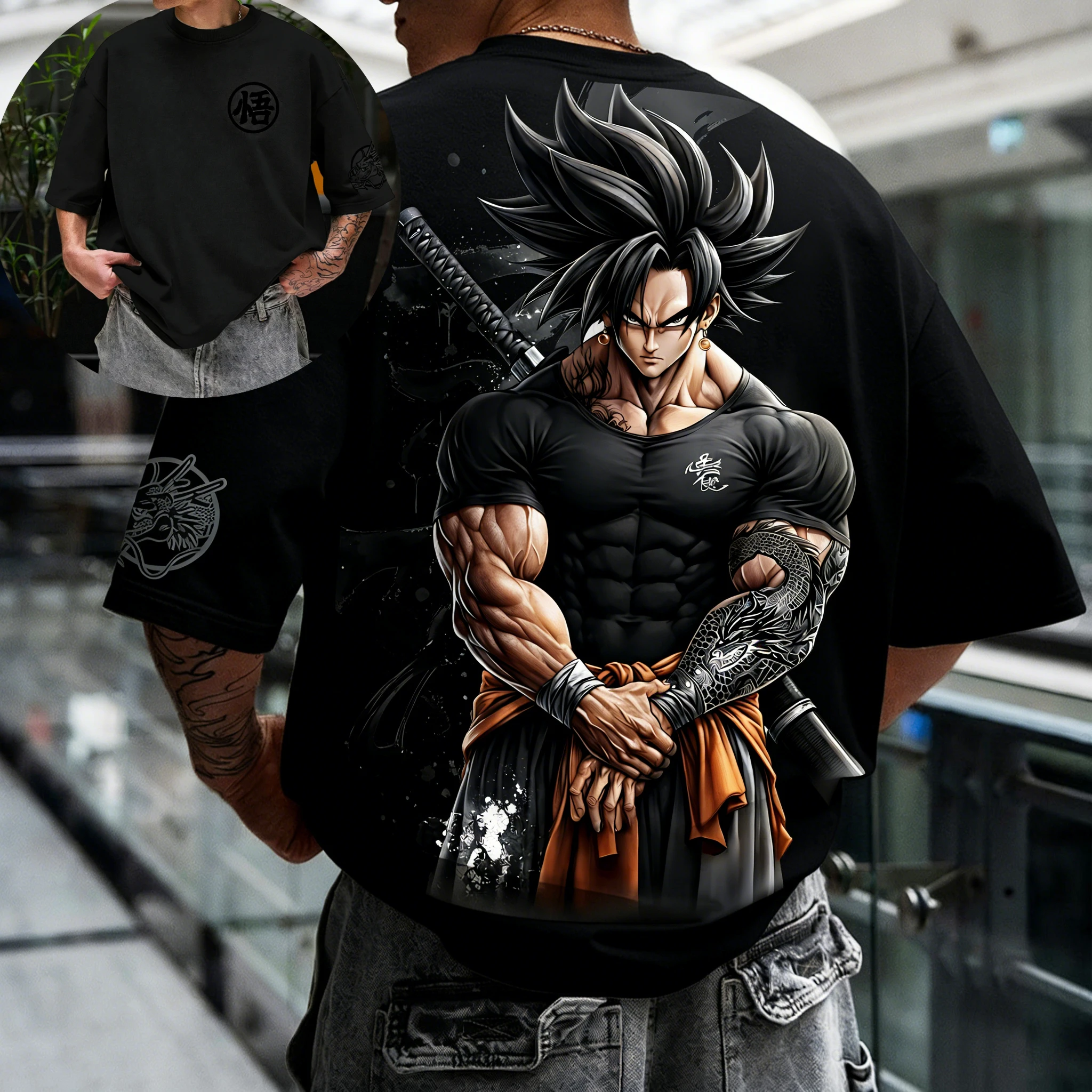 Camiseta de Músculo Realista de Dragon Ball Z Goku Super Saiyan 4 para Hombre, Ropa Casual de Verano 2026, Estampado Gráfico de Anime