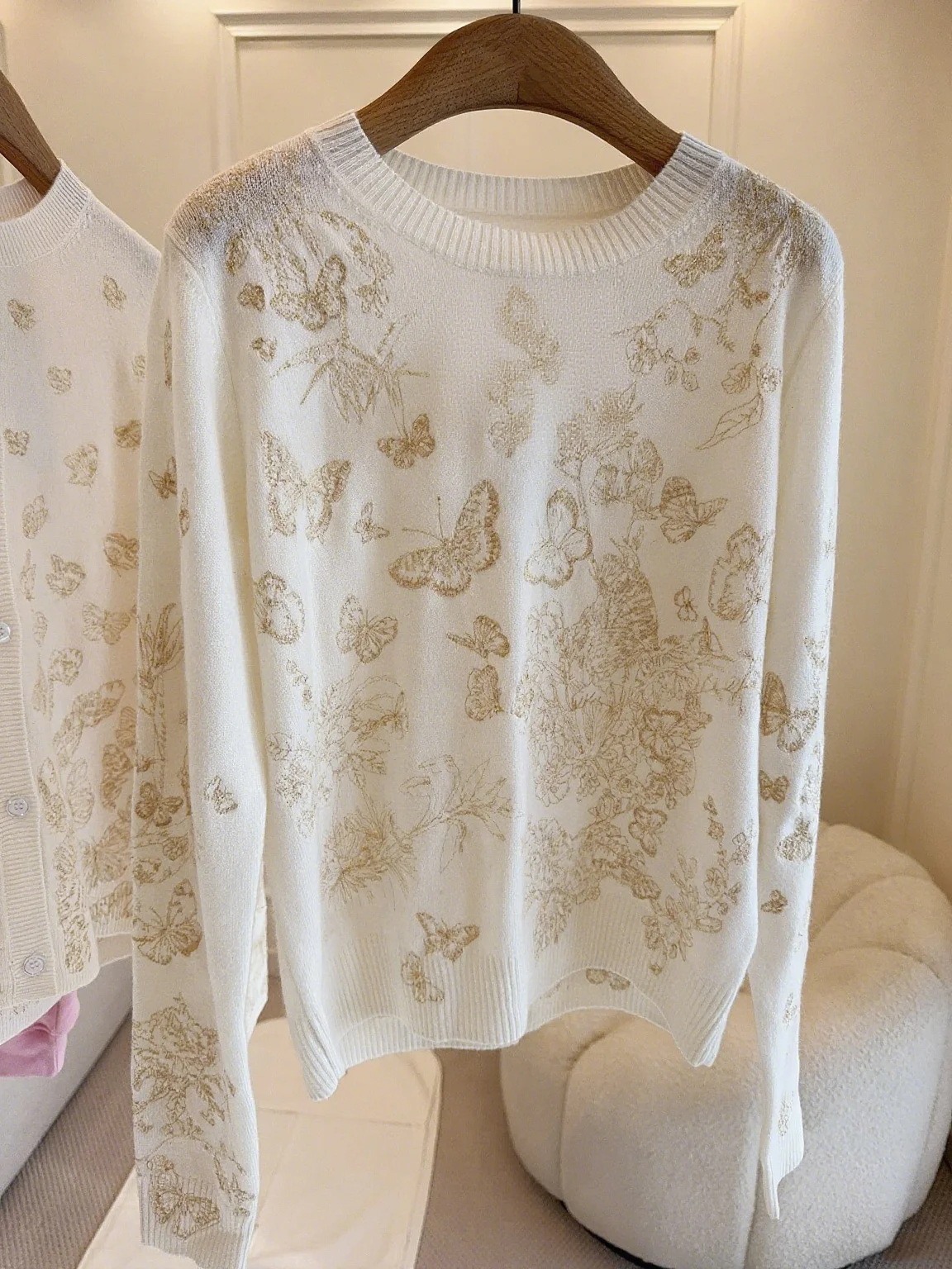 

Gold Camere Sweater Overhead Sweet Sle Women's Faion Autumn Winter round Ne Long Sve Regular Fit Sweater