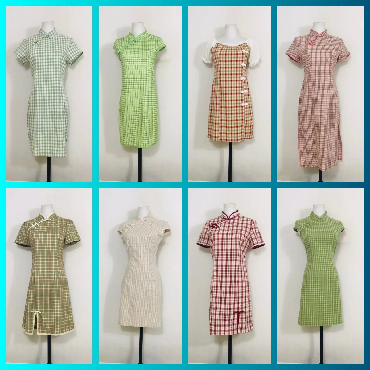 Vintage Style Tartan Dress Improved Version  Summer New Arrival Breathable Cotton Blend Low Waist Short Sleeve Dress...
