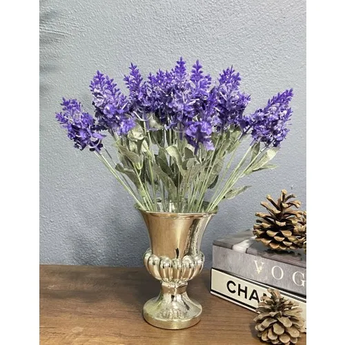 Nettenevime Artificial Flower Arrangement Silver Antique Glass Vase Purple Lavender