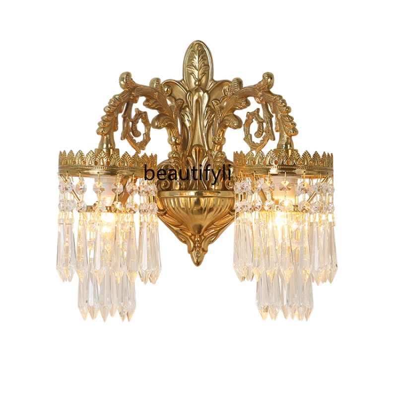 

CXH French Crystal Bedroom Background Wall Bedside Stair Wall Lamp Mirror Front Aisle Lamp