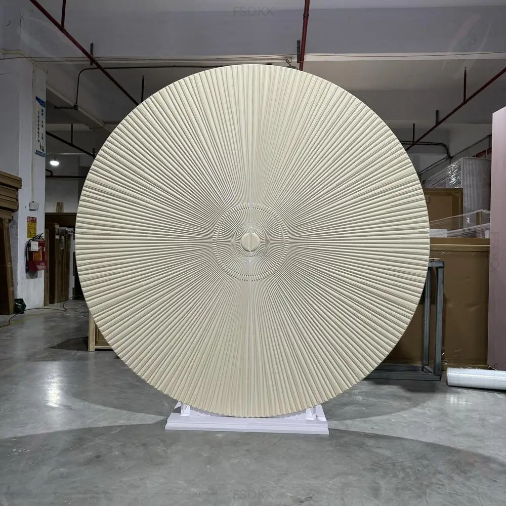 FSDKX الحديثة الكلاسيكية الذهبي PVC مجلس مخصص دائرة مستديرة الزفاف الخلفيات الوقوف تصميم جدار أنيق بسيط