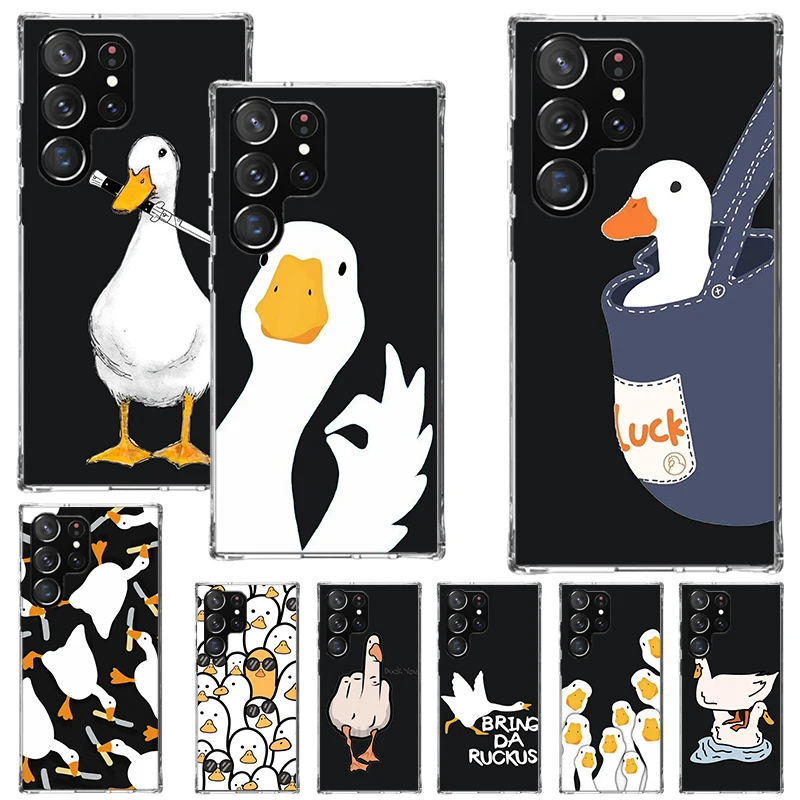 Cartoon Duck Goose Game Phone Case For Samsung Galaxy S24 S23 S22 S21 Ultra S20 FE S10 Plus S10E S9 S8 + Soft Cover Shell