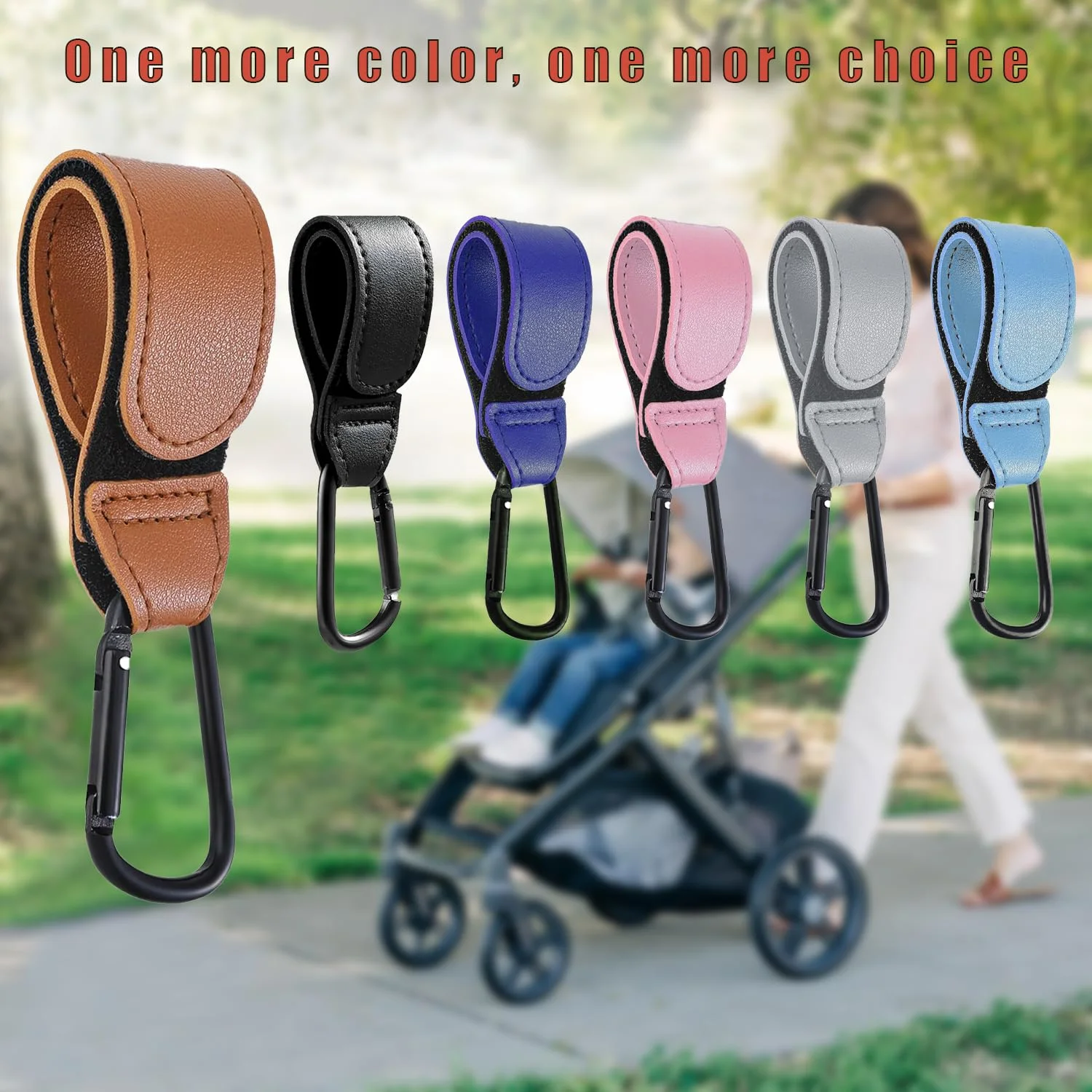 1/2/4PCS Leather Cart Hooks Baby Stroller Hook PU Adjustable Pram Hook Organizer Diaper Bag Hanger Children Travel Accessories