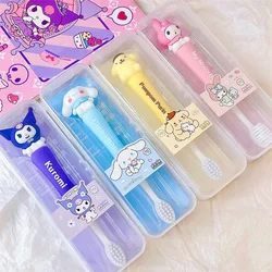 Kawaii Sanrio szczoteczka do zębów Cartoon Cinnamoroll Kuromi dzieci zestawy szczoteczek do zębów domowych miękkie szczoteczki do zębów Dental pielęgnacja jamy ustnej specjalne