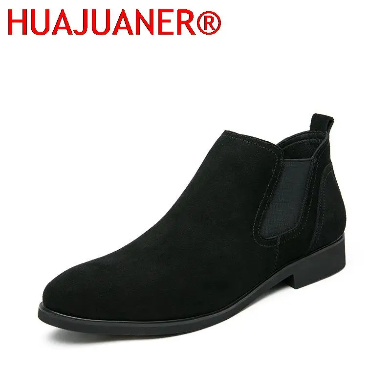 Man Fashion Chelsea Boots Suede Genuine Leather Mens Shoes Design Men's Dress Boot Handmade Comfortable OfficeFormal Shoes Men