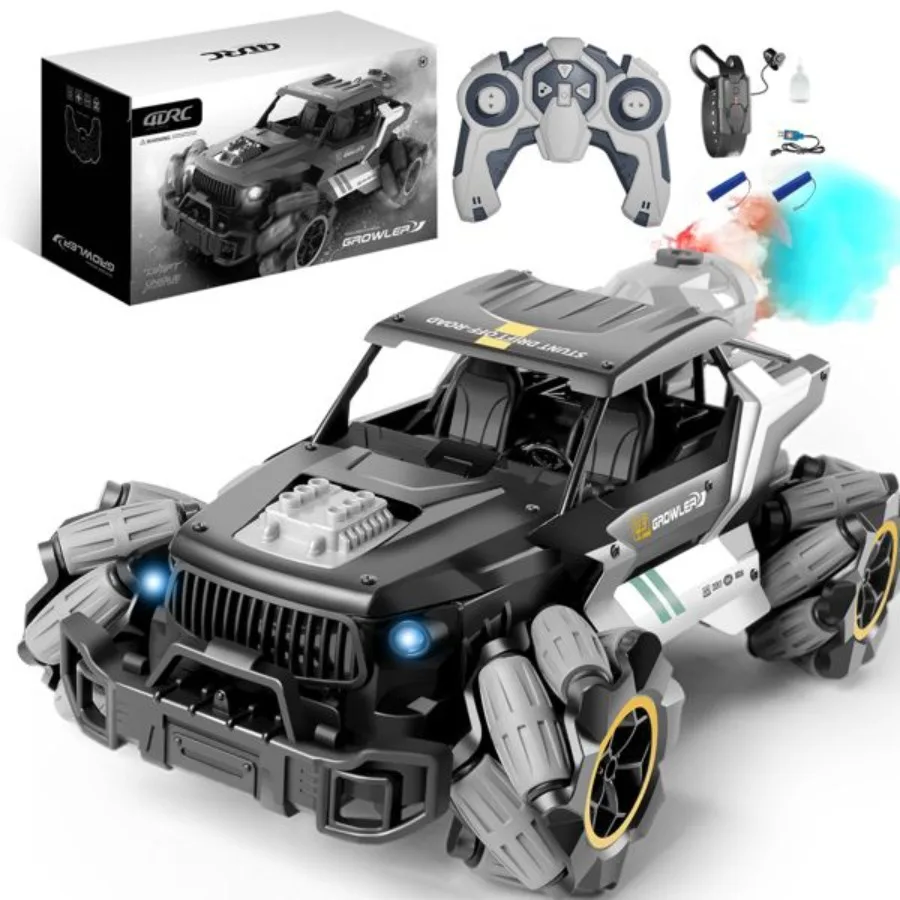 

4DRC Remote Control Truck with Spray Light Dual Motors Off Road RC Car 2.4Ghz 4WD 360 Rock Crawler Hand Controlled Gesture Toy