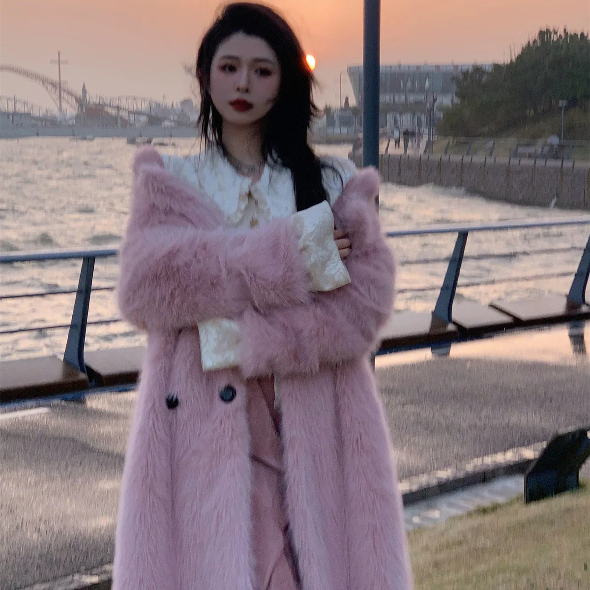 Cappotto Lungo in Ecopelliccia per Donna, Tendenza Autunno Inverno 2025, Nuovo Modello Toka Multicolore, Giacca Calda con Imbottitura in Cotone