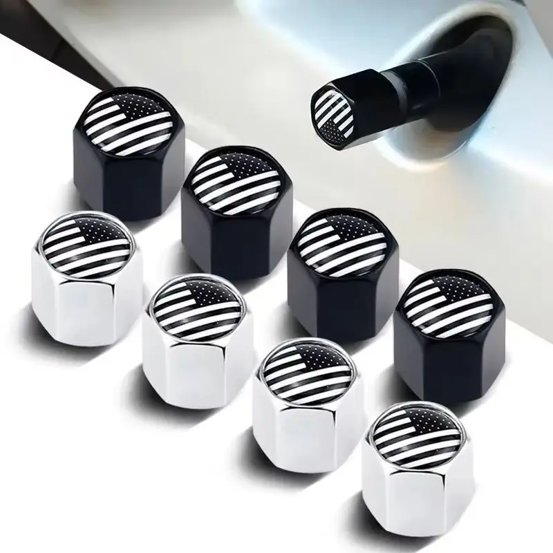 

4 шт./упак. автомобильные аксессуары США США колпачки авто Стайлинг логотип серебристый автомобиль колесо американский флаг шины клапан