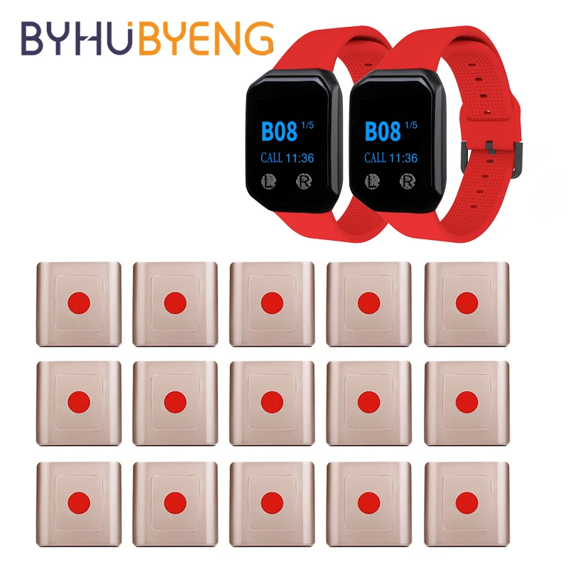 BYHUBYENG Restaurant Pager Wireless Calling System Watch Receiver Table Bells Call Button Customer