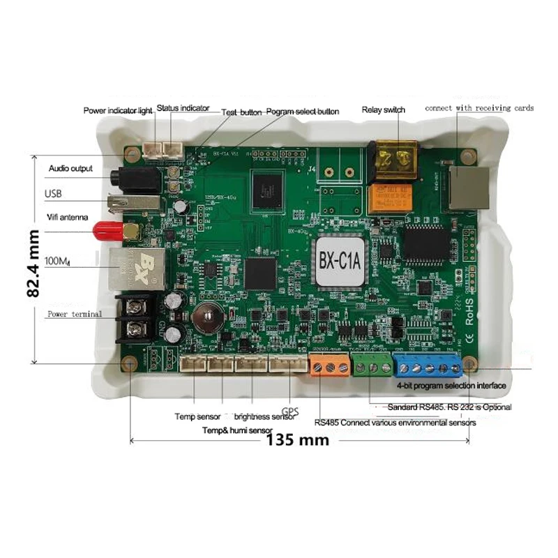 Onbon BX-C1 / BX-C1A Wi-Fi Assíncrono Full Color LED Controller Card Trabalho com Rceiving Card