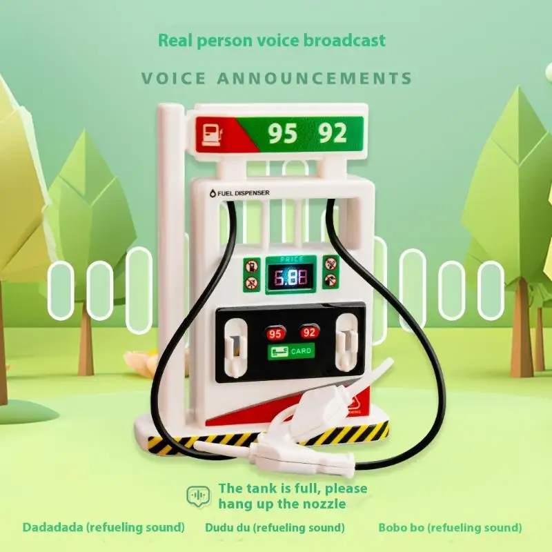시뮬레이션된 주유소 모델이 포함된 어린이용 대화형 놀이터 장난감, 1개