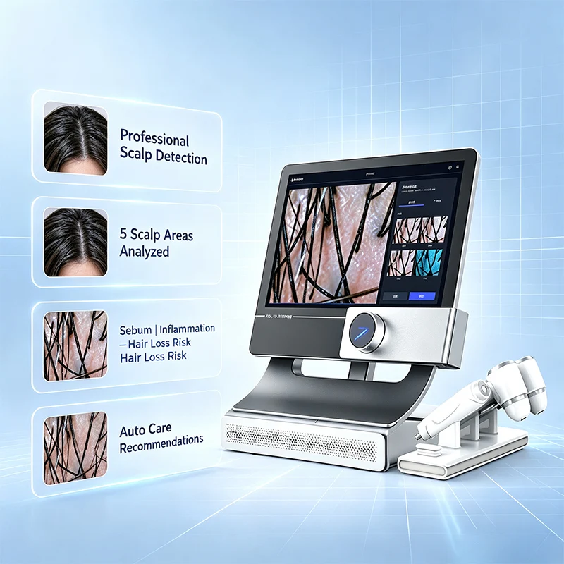 T5 AI Intelligent Scalp Analyzer With 19 Languages 3 Spectral Imaging Hair Follicle Detector Beauty Salon Hair Transplant Clinic